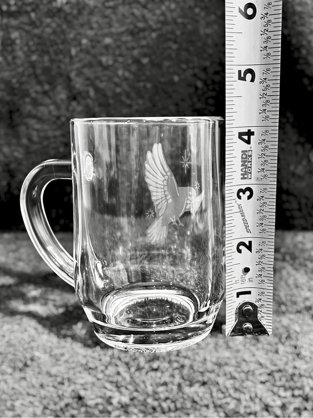 Vtg Arcoroc France Christmas Mugs Etched Peace Doves 8oz Set 4 Clear Glass Cups